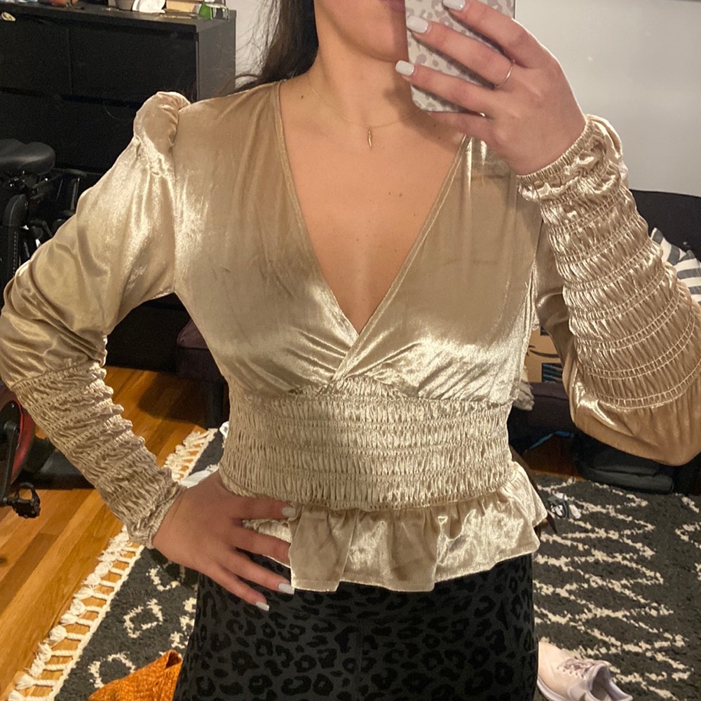 NWT puff sleeve velvet top
